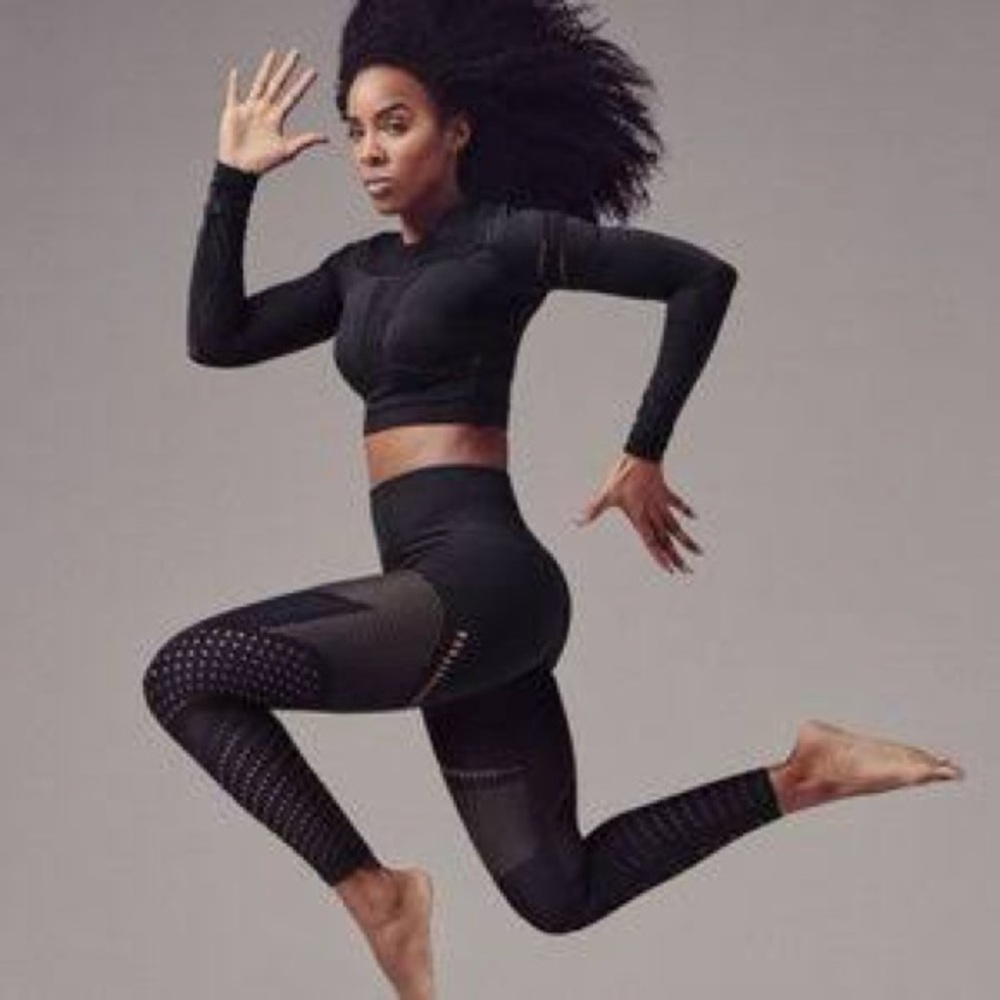 Fabletics Kelly Rowland Mesh Cutout Leggings Black Size S, Plum XS